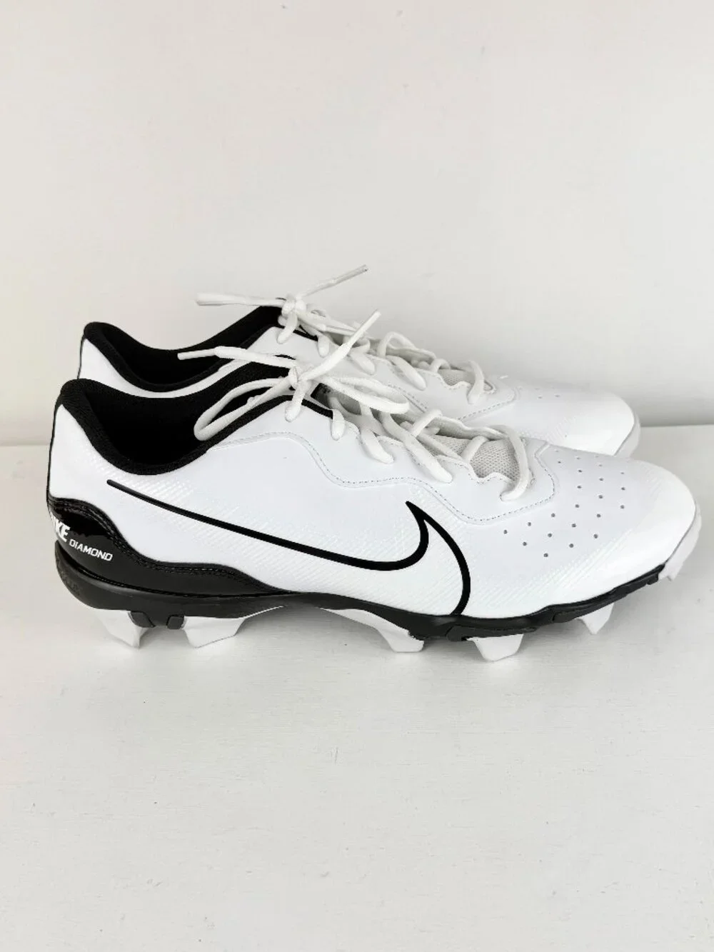 Men's 12 Nike Alpha Huarache 4 Keystone Baseball Cleats White Black DJ6524-101